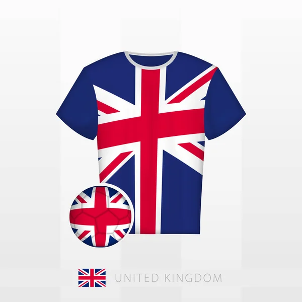 英国国家足球队的足球制服 有英国国旗的足球球 足球球衣和带国旗的足球球 — 图库矢量图片