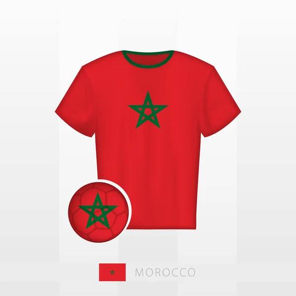 Fußballuniform Der Marokkanischen Nationalmannschaft Mit Fußballball Mit Marokkanischer Flagge Trikot — Stockvektor
