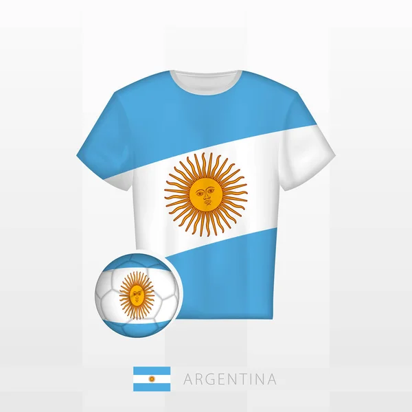 Uniforme Fútbol Selección Argentina Con Balón Fútbol Con Bandera Argentina — Vector de stock