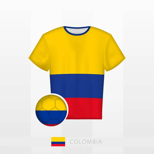 Football Uniform National Team Colombia Football Ball Flag Colombia Soccer — Stock Vector