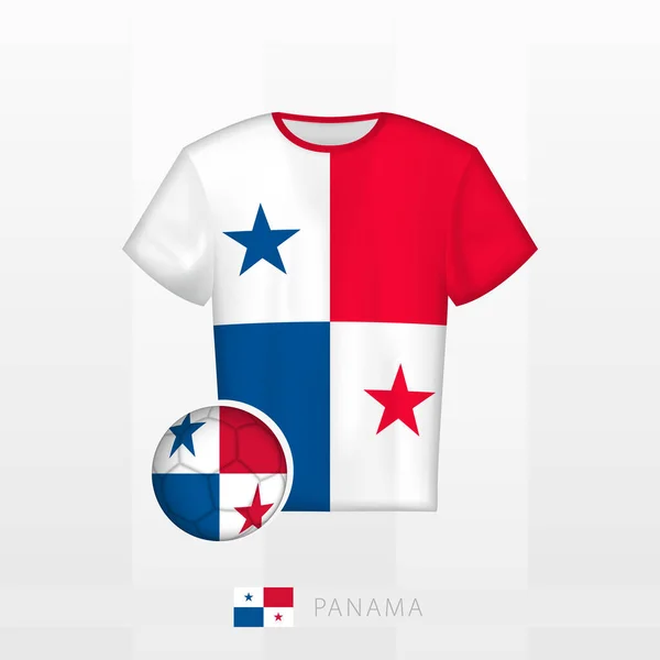 Fotbalová Uniforma Národního Týmu Panamy Fotbalovým Míčem Vlajkou Panamy Fotbalový — Stockový vektor