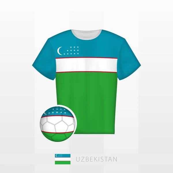 Uniforme Calcio Della Squadra Nazionale Dell Uzbekistan Con Pallone Calcio — Vettoriale Stock