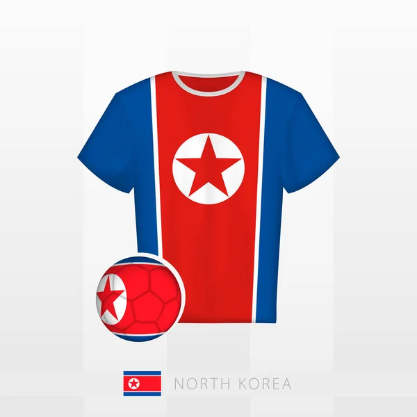 Uniforme Futebol Equipe Nacional Coreia Norte Com Bola Futebol Com — Vetor de Stock