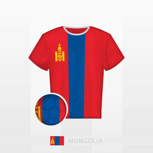 Uniforme Calcio Della Nazionale Mongolia Con Pallone Calcio Con Bandiera — Vettoriale Stock