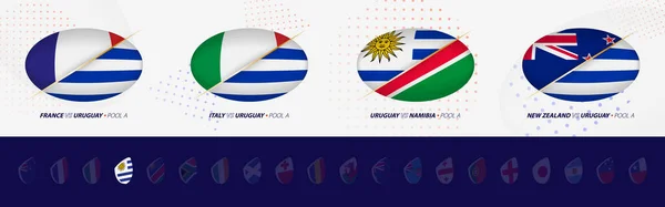 Rugby Ikonen Der Uruguayischen Rugby Nationalmannschaft Alle Vier Spiele Pool — Stockvektor