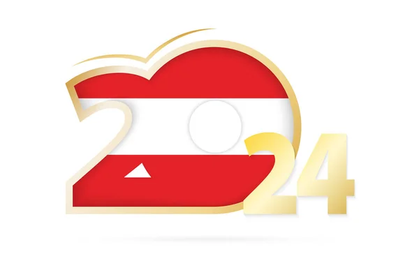Jaar 2024 Met Oostenrijk Vlag Patroon — Stockvector