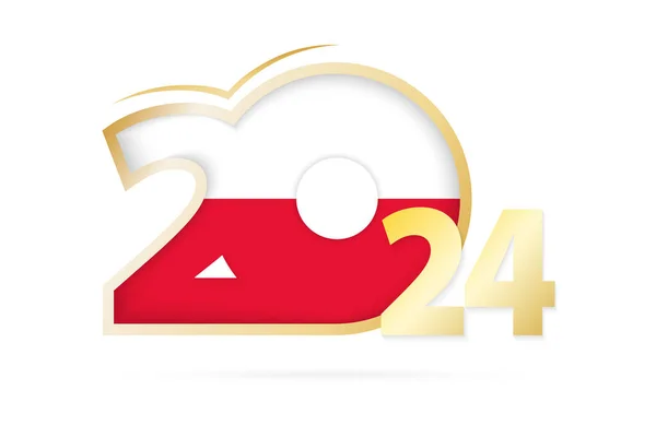 Année 2024 Avec Pologne Drapeau Modèle — Image vectorielle