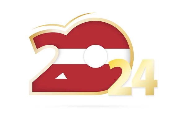 Jaar 2024 Met Letland Vlag Patroon — Stockvector
