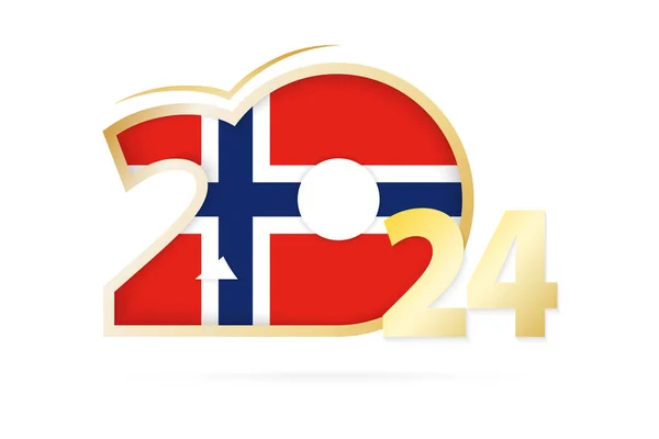 stock vector Year 2024 with Norway Flag pattern.