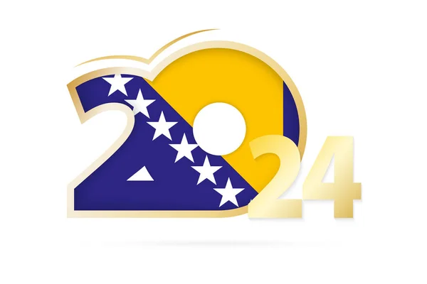 Ano 2024 Com Padrão Bandeira Bósnia Herzegovina —  Vetores de Stock