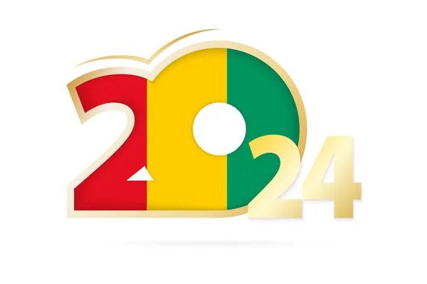 Anno 2024 Con Bandiera Guinea — Vettoriale Stock