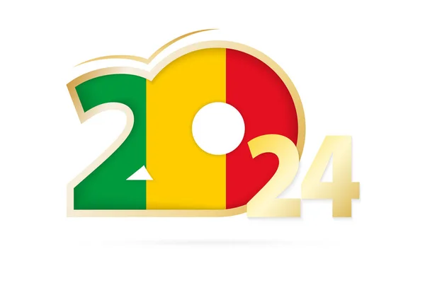 Anno 2024 Con Bandiera Del Mali — Vettoriale Stock