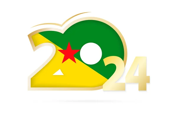 Anno 2024 Con Bandiera Guiana Francese — Vettoriale Stock
