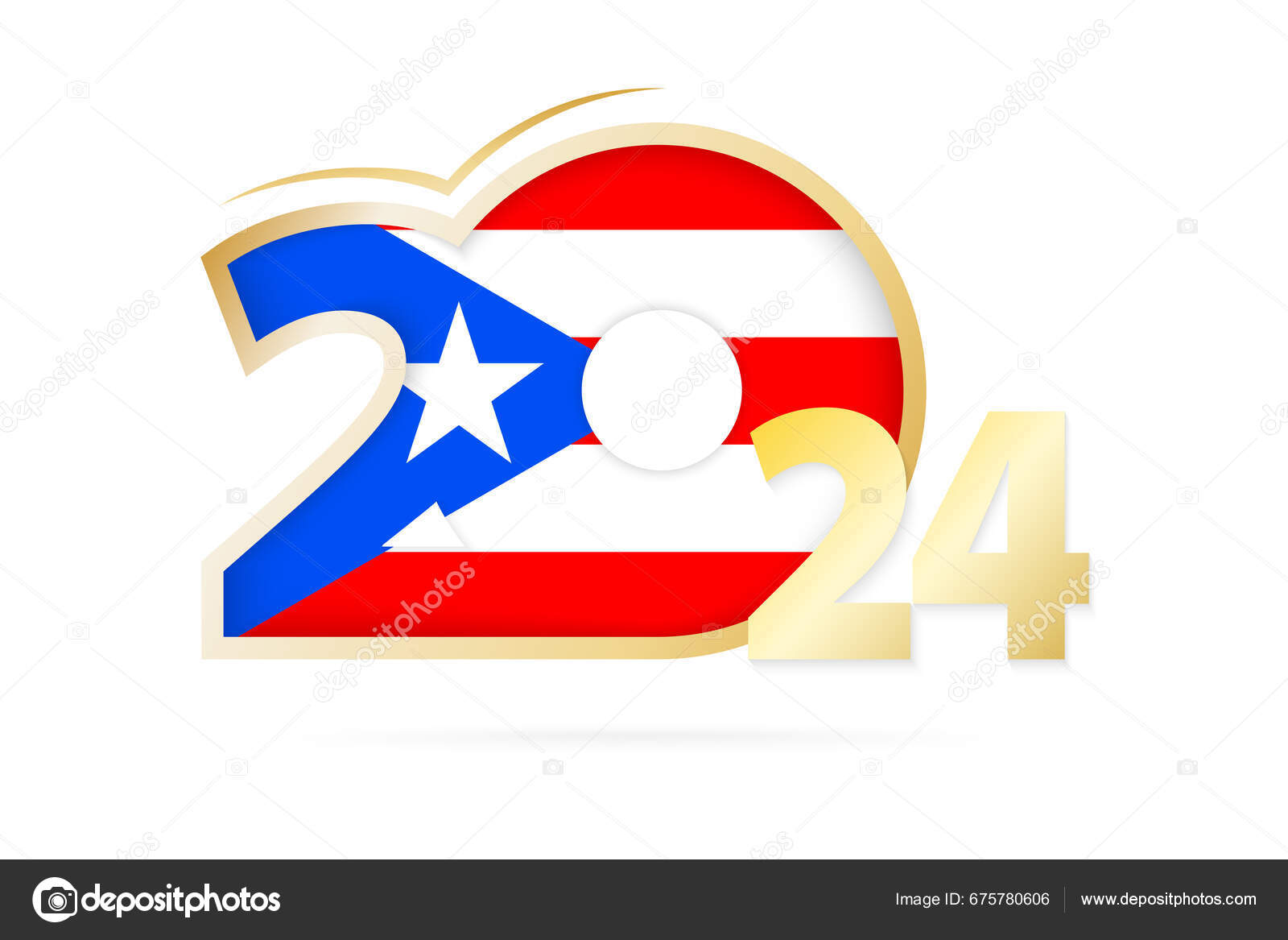 Year 2024 Puerto Rico Flag Pattern Stock Vector by ©boldg 675780606