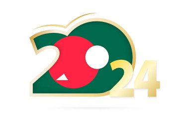 Yıl 2024 Bangladeş Bayrak desenli.
