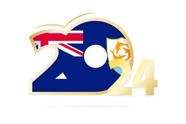 Yıl 2024 Anguilla Bayrağı desenli.