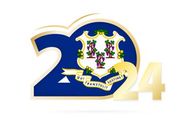 Yıl 2024 Connecticut Bayrağı desenli.