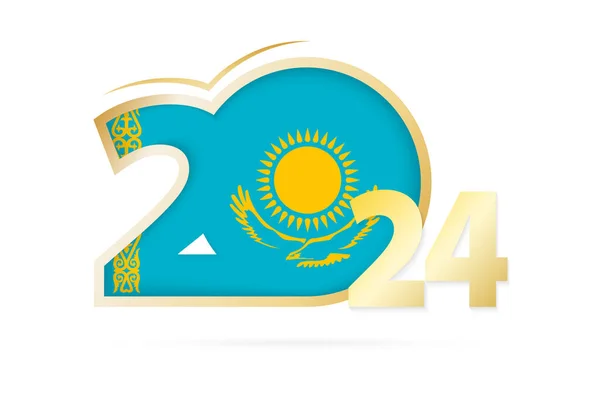 Year 2024 Kazakhstan Flag Pattern — Stock Vector