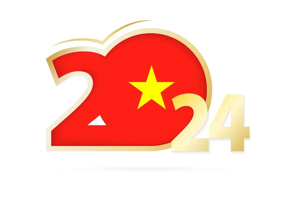 Year 2024 Vietnam Flag Pattern — Stock Vector