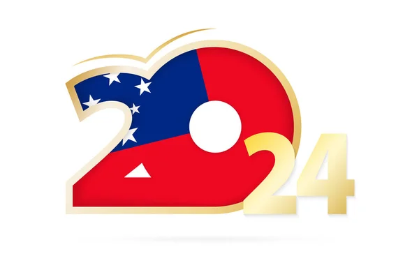 Año 2024 Con Patrón Bandera Samoa — Vector de stock