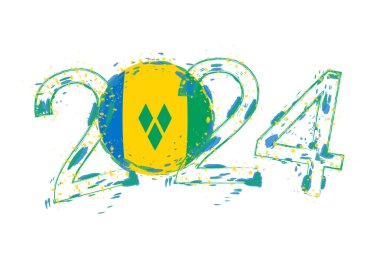 2024 yılında Saint Vincent ve Grenadines bayrağıyla grunge stili.