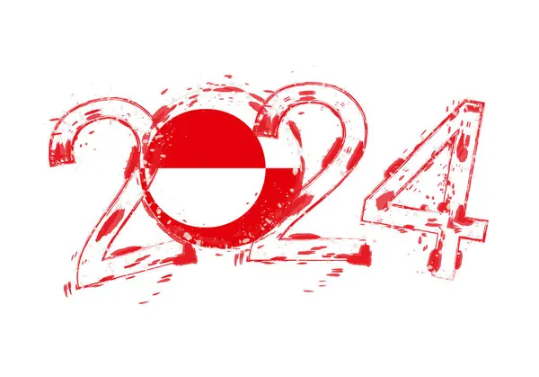 2024 Έτος Στυλ Grunge Σημαία Γροιλανδίας — Διανυσματικό Αρχείο