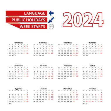 2024 yılında Finlandiya 'da resmi tatillerle Fince dilinde 2024 takvimi.