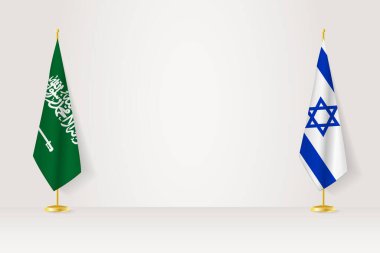 Suudi Arabistan ve İsrail bayrak direğinde, İsrail ve Suudi Arabistan arasındaki görüşmeler.