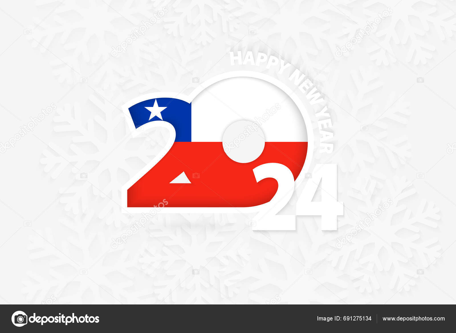 New Year 2024 Chile Snowflake Background Stock Vector by ©boldg 691275134