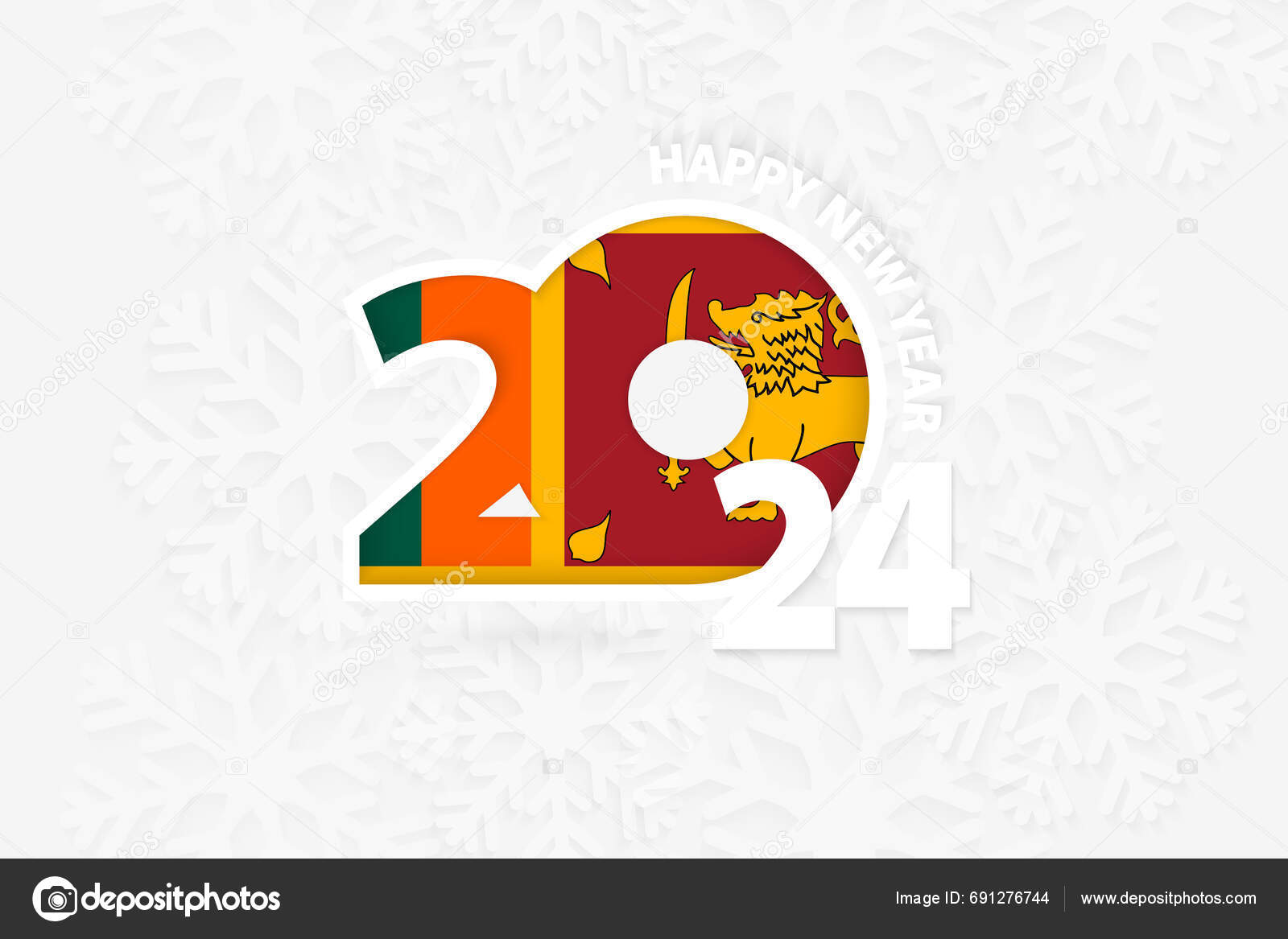 Año Nuevo 2024 Para Sri Lanka Sobre Fondo Copo Nieve Vector de Stock de ©boldg 691276744