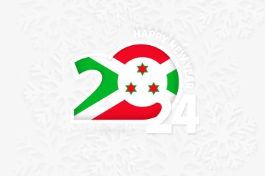 Burundi için yeni yıl 2024 kar tanesi arka planında.