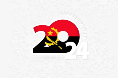 Angola için yeni yıl 2024 'te kar tanesi arkaplanı.