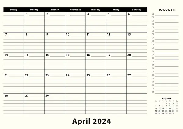 Abril 2024 Mensual Business Desk Pad Calendar. 2024