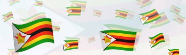 Zimbabwe bayrak temalı bir pankartta soyut tasarım. Ulusal bayraklı soyut arkaplan tasarımı.