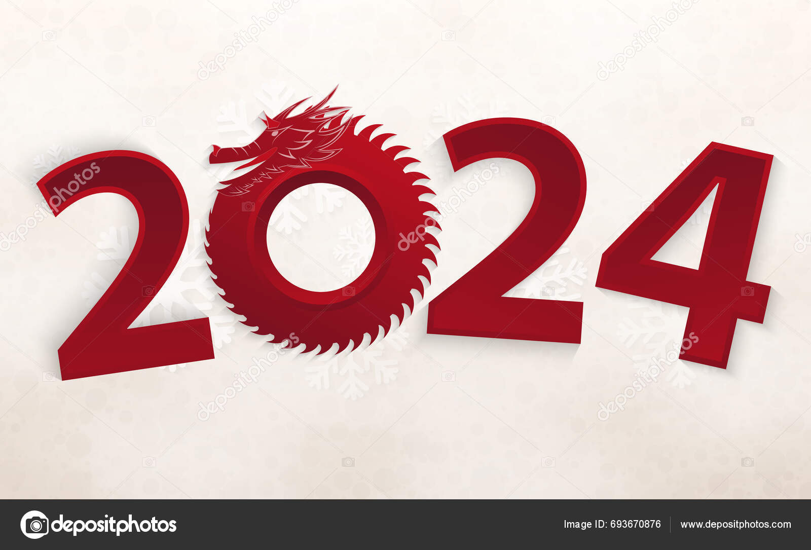 Year Dragon 2024 Happy Lunar New Year 2024 Card Template Stock Vector