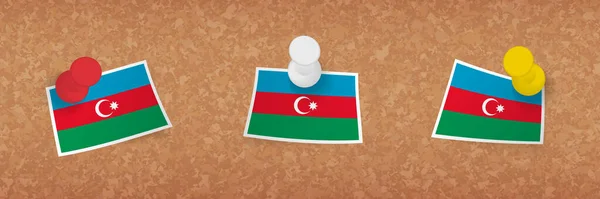 Azerbaijan Flag Pinned Cork Board Three Versions Azerbaijan Flag — Stock Vector