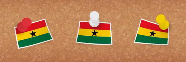 Ghana Flag Pinned Cork Board Three Versions Ghana Flag — Stock Vector