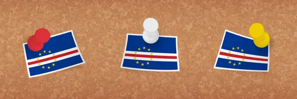 Cape Verde Flag Pinned Cork Board Three Versions Cape Verde — Stock Vector