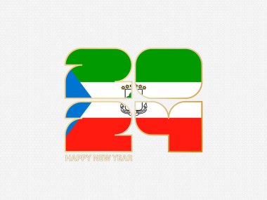 Ekvator Ginesi bayrağı taşıyan soyut numaralar 2024.