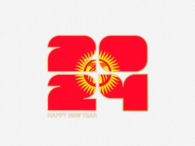 Kırgızistan bayrağı taşıyan soyut numaralar 2024.
