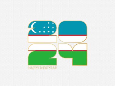 Özbekistan bayrağı taşıyan soyut numaralar 2024.