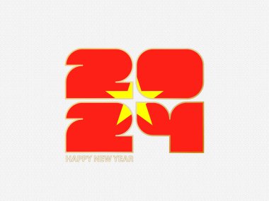 Vietnam bayrağı taşıyan soyut numaralar 2024.