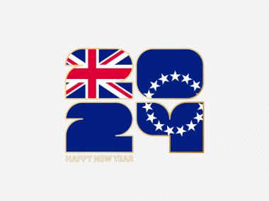 Cook Adaları bayrağı taşıyan soyut numaralar 2024.