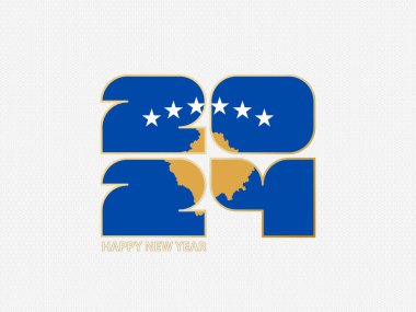 Kosova bayrağı taşıyan soyut numaralar 2024.