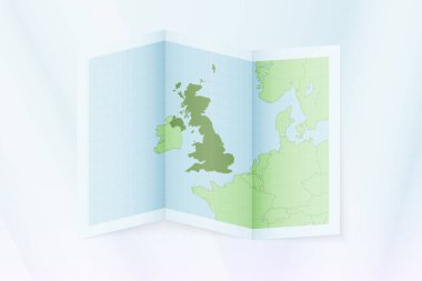 Birleşik Krallık haritası, Birleşik Krallık haritası ile katlanmış kağıt.