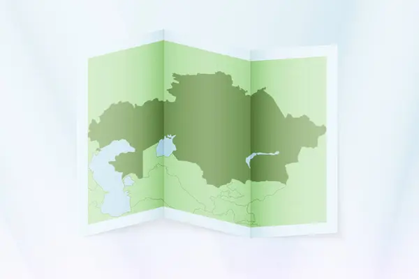 Kazakhstan Map Folded Paper Kazakhstan Map — Stock Vector