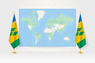 Saint Vincent ve Grenadines bayrağı arasındaki Dünya Haritası.