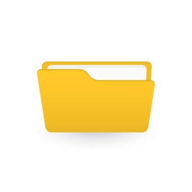Dizin simgesi. Sarı klasör beyaz arkaplanda izole edildi. Vektör illüstrasyonu.