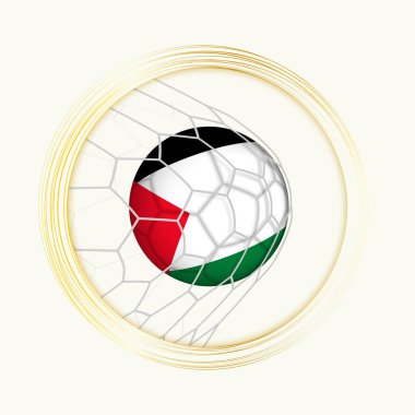 Filistin gol golü, soyut futbol sembolü Filistin topunun futbol ağında resmedilmesi.