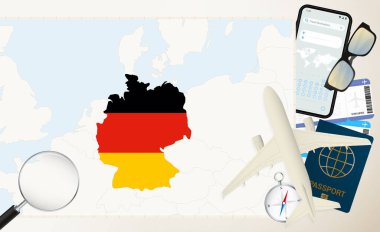 Almanya haritası ve bayrağı, Almanya 'nın detaylı haritasında bayraklı kargo uçağı.